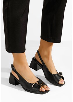 Czarne sandały na słupku Payge ze sklepu Zapatos w kategorii Sandały damskie - zdjęcie 172249454