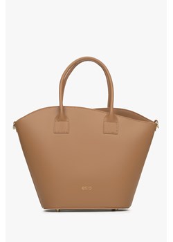 Estro: Brązowa torebka damska typu shopper z włoskiej skóry naturalnej Premium ze sklepu Estro w kategorii Torby Shopper bag - zdjęcie 172249612
