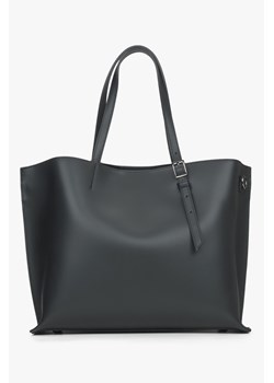Estro: Czarna torebka damska typu shopper z włoskiej skóry naturalnej ze sklepu Estro w kategorii Torby Shopper bag - zdjęcie 172249624