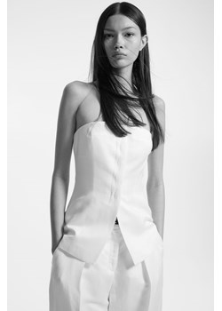 H & M - Top bandeau z domieszką lnu - Biały ze sklepu H&M w kategorii Kamizelki damskie - zdjęcie 172250782