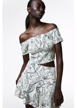 H & M - Marszczony top z domieszką lnu - Biały ze sklepu H&M w kategorii Bluzki damskie - zdjęcie 172250912