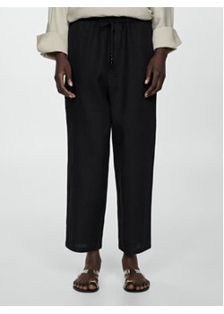 Mango Spodnie materiałowe Linen 67075724 Czarny Regular Fit ze sklepu MODIVO w kategorii Spodnie damskie - zdjęcie 172256491