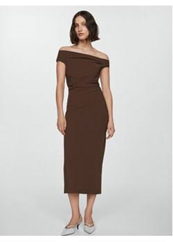 Mango Sukienka koktajlowa Twisted 67085747 Brązowy Slim Fit ze sklepu MODIVO w kategorii Sukienki - zdjęcie 172256510