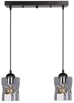 Czarna podwójna lampa szkło dymione - Z24-Jetra ze sklepu Edinos.pl w kategorii Lampy wiszące - zdjęcie 172257452