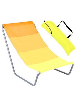 Składany leżak plażowy w żółte paski - Nimo ze sklepu Edinos.pl w kategorii Leżaki ogrodowe - zdjęcie 172257524