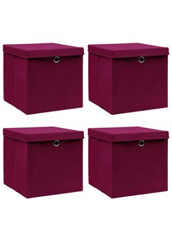Ciemnoczerwony komplet pudełek do przechowywania 4 szt - Dazo 4X ze sklepu Edinos.pl w kategorii Pudełka i pojemniki - zdjęcie 172257960