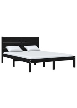 Czarne łóżko drewniane z zagłówkiem 120x200 - Gunar 4X ze sklepu Edinos.pl w kategorii Łóżka i materace - zdjęcie 172258054