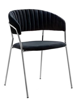 Czarne welurowe krzesło z podłokietnikami Piano 3X ze sklepu Edinos.pl w kategorii Krzesła - zdjęcie 172258824