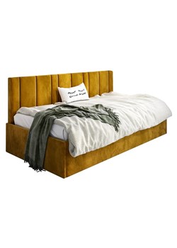Musztardowe łóżko z pojemnikiem Casini 4X - 3 rozmiary ze sklepu Edinos.pl w kategorii Łóżka i materace - zdjęcie 172258862