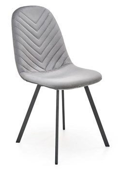 Szare pikowane krzesło welurowe - Xaros ze sklepu Edinos.pl w kategorii Krzesła - zdjęcie 172259342