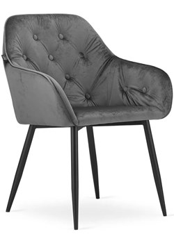 Komplet szarych aksamitnych pikowanych krzeseł 2 szt. - Antal ze sklepu Edinos.pl w kategorii Krzesła - zdjęcie 172260602