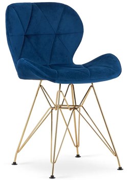 Granatowe krzesło welurowe kuchenne - Sarema 3X ze sklepu Edinos.pl w kategorii Krzesła - zdjęcie 172260920