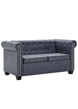Dwuosobowa sofa Charlotte 2Q w stylu Chesterfield - szara ze sklepu Edinos.pl w kategorii Sofy i kanapy - zdjęcie 172260984