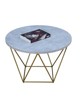 Okrągły stolik kawowy ze złotym stelażem beton - Boreko 3X ze sklepu Edinos.pl w kategorii Stoliki kawowe - zdjęcie 172261022