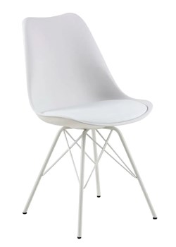 Nowoczesne krzesło tapicerowane Lindi - białe ze sklepu Edinos.pl w kategorii Krzesła - zdjęcie 172261272