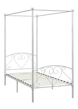 Białe metalowe łóżko z baldachimem 100x200 cm - Elox ze sklepu Edinos.pl w kategorii Łóżka i materace - zdjęcie 172261354