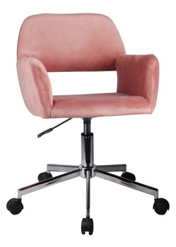Różowy tapicerowany fotel obrotowy - Frokter ze sklepu Edinos.pl w kategorii Krzesła biurowe - zdjęcie 172261370
