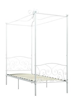 Białe rustykalne łóżko z baldachimem 90x200 cm - Orfes ze sklepu Edinos.pl w kategorii Łóżka i materace - zdjęcie 172261810
