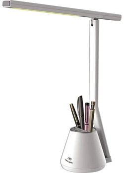 Biała lampka LED na biurko z pojemnikiem - S253-Defis ze sklepu Edinos.pl w kategorii Lampy stołowe - zdjęcie 172262032