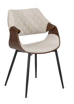 Welurowe industrialne krzesło pikowane beżowy + orzech - Zerti ze sklepu Edinos.pl w kategorii Krzesła - zdjęcie 172262414