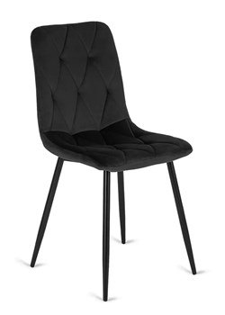Czarne welurowe krzesło pikowane w romby - Voro ze sklepu Edinos.pl w kategorii Krzesła - zdjęcie 172262441