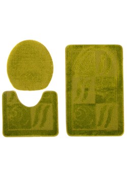 Wzorzysty zielony komplet dywaników do łazienki - Frumo 4X ze sklepu Edinos.pl w kategorii Dywaniki łazienkowe - zdjęcie 172262533