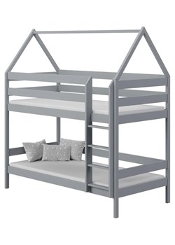 Szare skandynawskie piętrowe łóżko domek dla dzieci z drabinką - Zuzu 3X 190x90 cm ze sklepu Edinos.pl w kategorii Łóżka dziecięce - zdjęcie 172263143