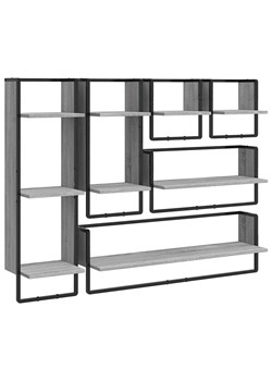 6 półek ściennych z metalowym stelażem szary dąb - Fuksor ze sklepu Edinos.pl w kategorii Półki - zdjęcie 172263542