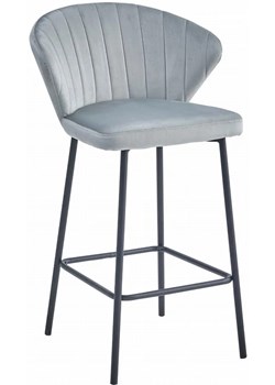 Tapicerowane srebrne barowe krzesło do wyspy - Viagia ze sklepu Edinos.pl w kategorii Krzesła - zdjęcie 172264984