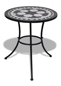 Oklrągły stolik na taras ceramiczny Valen – czarno-biały ze sklepu Edinos.pl w kategorii Stoły ogrodowe - zdjęcie 172265304