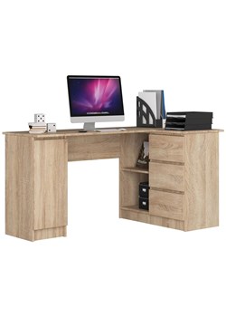 Narożne duże biurko komputerowe z półkami dąb sonoma prawostronne - Osmen 4X ze sklepu Edinos.pl w kategorii Biurka i sekretarzyki - zdjęcie 172265401