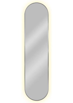 Srebrne wąskie lustro led 155x40 cm - Fonsi 4X ze sklepu Edinos.pl w kategorii Lustra - zdjęcie 172267004