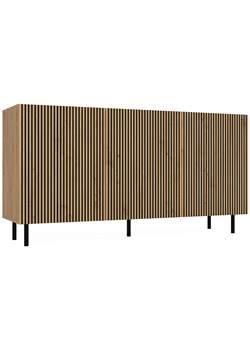Długa komoda z frontami w lamele dąb artisan - Frea 5X ze sklepu Edinos.pl w kategorii Komody - zdjęcie 172267351