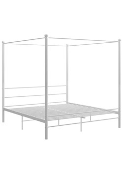 Białe metalowe łóżko małżeńskie 180x200 cm - Wertes ze sklepu Edinos.pl w kategorii Łóżka i materace - zdjęcie 172267603