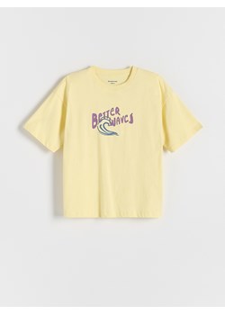 Reserved - T-shirt oversize z nadrukiem - żółty ze sklepu Reserved w kategorii T-shirty chłopięce - zdjęcie 172270254