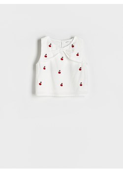 Reserved - Bawełniana bluzka z haftem - złamana biel ze sklepu Reserved w kategorii Bluzki dziewczęce - zdjęcie 172270401