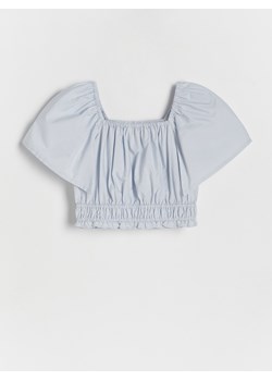 Reserved - Gładka bluzka z bufkami - jasnoniebieski ze sklepu Reserved w kategorii Bluzki dziewczęce - zdjęcie 172270403