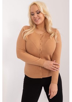 Klasyczny Sweter Plus Size Na Guziki camelowy ze sklepu 5.10.15 w kategorii Swetry damskie - zdjęcie 172272660