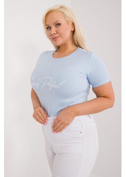 Dopasowany T-Shirt plus zize z napisem jasny niebieski ze sklepu 5.10.15 w kategorii Bluzki damskie - zdjęcie 172272662
