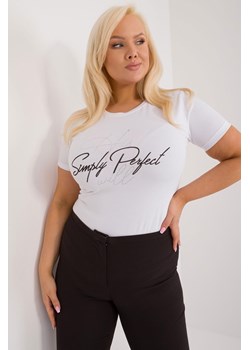 Dopasowany T-Shirt plus size z napisem biały ze sklepu 5.10.15 w kategorii Bluzki damskie - zdjęcie 172272684