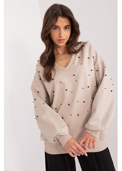 Bluza oversize z perełkami ciemno beżowa ze sklepu 5.10.15 w kategorii Bluzy damskie - zdjęcie 172272691