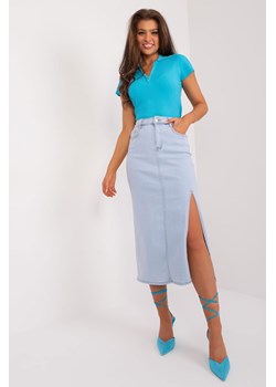 Midi Spódnica Jeansowa jasno niebieska ze sklepu 5.10.15 w kategorii Spódnice - zdjęcie 172272730