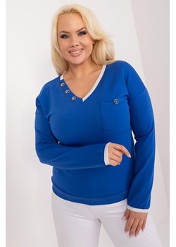 Bluzka Plus Size Z Długim Rękawem kobaltowa ze sklepu 5.10.15 w kategorii Bluzki damskie - zdjęcie 172272760