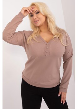 Bluzka Plus Size Z Długim Rękawem ciemno bezowa ze sklepu 5.10.15 w kategorii Bluzki damskie - zdjęcie 172272761