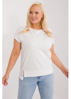 Bawełniana bluzka plus size z naszywką ecru ze sklepu 5.10.15 w kategorii Bluzki damskie - zdjęcie 172272783