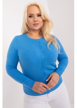 Klasyczny Sweter Plus Size Na Guziki niebieski ze sklepu 5.10.15 w kategorii Swetry damskie - zdjęcie 172272791