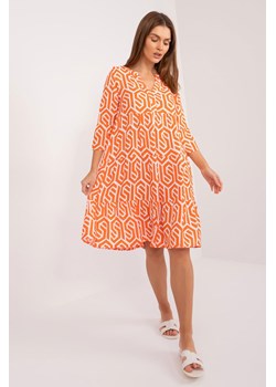 Sukienka z rękawem 3/4 pomarańczowa ze sklepu 5.10.15 w kategorii Sukienki - zdjęcie 172272802