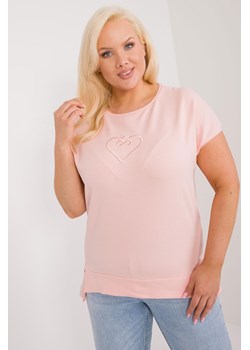 Bawełniana bluzka plus size z naszywką brzoskwiniowa ze sklepu 5.10.15 w kategorii Bluzki damskie - zdjęcie 172272813