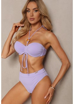Fioletowe Bikini Figi i Usztywniany Biustonosz z Regulowanymi Ramiączkami Ozdobiony Sznurkiem Rosbia ze sklepu Renee odzież w kategorii Stroje kąpielowe - zdjęcie 172274732