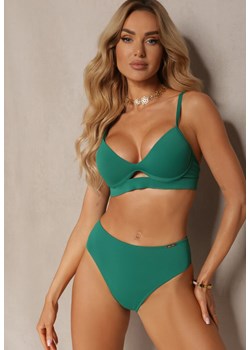 Zielone 2-Częściowe Bikini Stanik z Ozdobnym Wycięciem i Majtki Figi Curbia ze sklepu Renee odzież w kategorii Stroje kąpielowe - zdjęcie 172274744